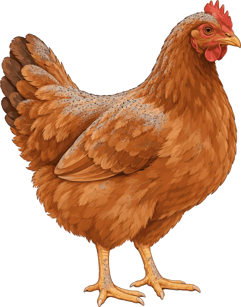 Gallina de plumaje rojizo.
