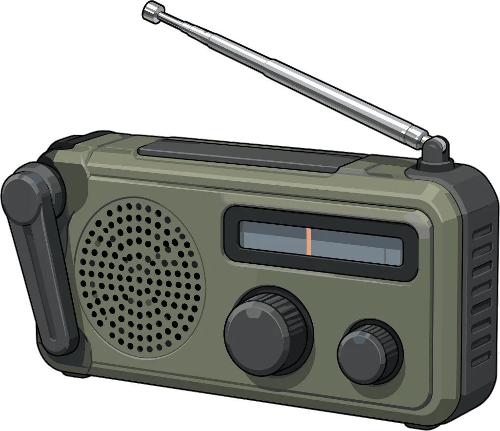 Radio portátil con antena.